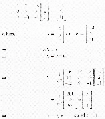 If A 1 2 3 2 3 2 3 3 4 Find A 1 Hence Solve The Following System Of Equations X 2y 3z 4 2x 3y 2z 2 3x 3y 4z 11 Sarthaks Econnect Largest Online Education Community