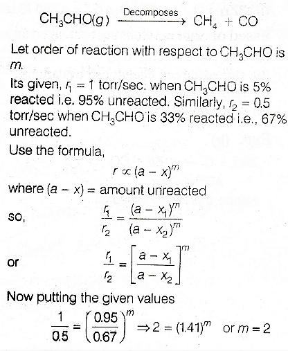 At 518 C The Rate Of Decomposition Of A Sample Of Gaseous Acetaldehyde Initially At A Pressure Of 363 Torr Sarthaks Econnect Largest Online Education Community