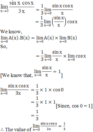 Evaluate The Limit Limx 0 Sin X Cos X 3x Sarthaks Econnect Largest Online Education Community