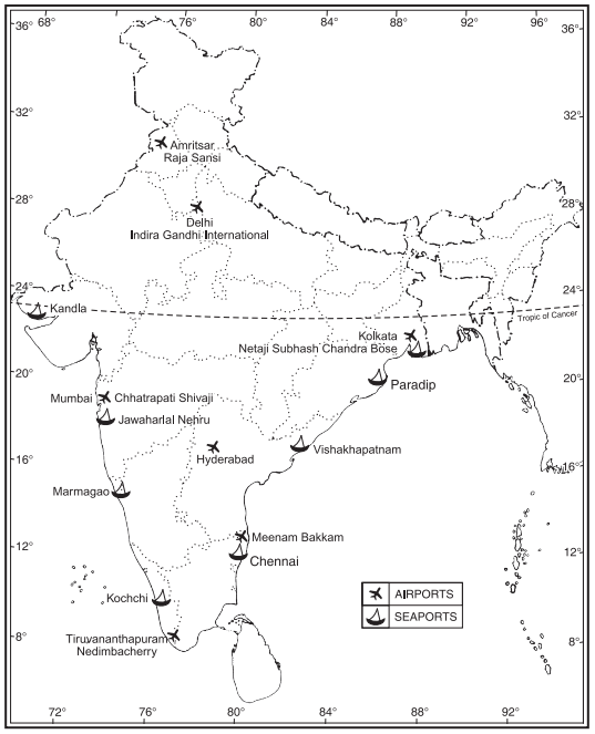 Kandla Sea Port On Map On An Outline Political Map Of India, Mark The Following: Major Ports—Kandla  Mumbai, Jawaharlal Nehru, Marmagao, Kochchi, Chennai, - Sarthaks Econnect |  Largest Online Education Community