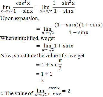 Evaluate The Limit Limx P 2 Cos 2 X 1 Sin X Sarthaks Econnect Largest Online Education Community