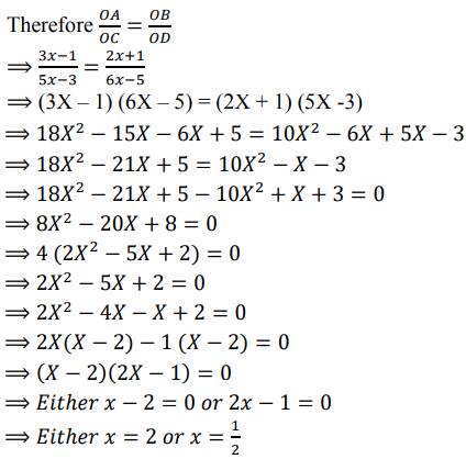 In The Given Figure Abcd Is A Trapezium Whose Diagonals Ac And Bd Intersect At O Such That Oa 3x 1 Cm Sarthaks Econnect Largest Online Education Community