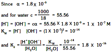 dissociation water degree kd sarthaks explanation