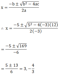 Find The Roots Of The Quadratic Equation 3x 2 5x 12 0 Using The Quadratic Formula Sarthaks Econnect Largest Online Education Community