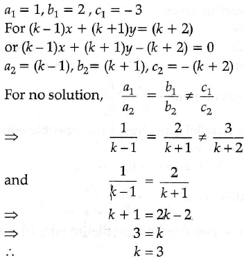 Find The Value Of K For Which The Following Pair Of Equations Has No Solution X 2y 3 K 1 X K 1 Y K 2 Sarthaks Econnect Largest Online Education Community