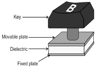 In one kind of computer keyboard, each key is mounted on one end of a plunger.