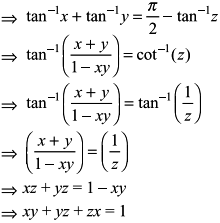 If Tan 1x Tan 1y Tan 1z P 2 Then Prove That Xy Yz Zx 1 Sarthaks Econnect Largest Online Education Community