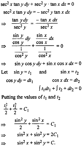 Solve The Following Differential Equations I Sec 2 X Tan Y Dy Sec 2 Y Tan X Dx 0 Sarthaks Econnect Largest Online Education Community