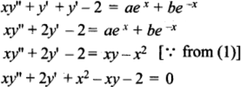 Find The Differential Equation Of The Curve Represented By Xy Ae X Be X X 2 Sarthaks Econnect Largest Online Education Community