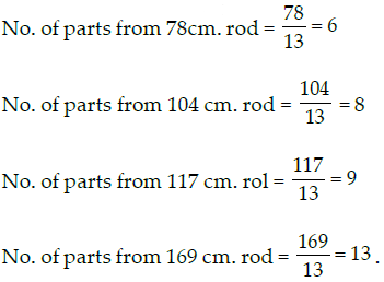 Four Metal Rods Of Lengths 78 Cm 104 Cm 117 Cm And 169 Cm Are To Be Cut Into Parts Of Equal Length Sarthaks Econnect Largest Online Education Community