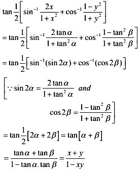 Find The Value Of The Following Tan1 2 Sin 1 2x 1 X 2 Cos 1 1 Y 2 1 Y 2 X 1 Y 0 Sarthaks Econnect Largest Online Education Community