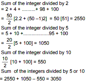 The sum of integers from 1 to 100 that are divisible by 2 or 5 is (A ...