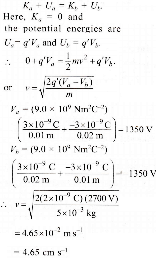 In Figure A Particle Having Mass 5 G And Charge Q 2 X 10 9 C Starts From Rest At Point A And Moves In A Straight Line To Point B