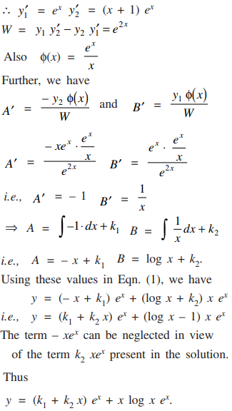 Using The Method Of Variation Of Parameters Find The Solution Of D 2y Dx 2 2dy Dx Y E X X Sarthaks Econnect Largest Online Education Community