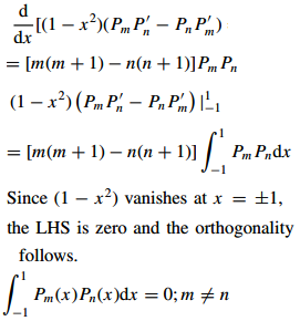 Show That The Legendre Polynomials Have The Property Pn X Pm X Dx For X 1 1 2 2n 1 If M N 0 If M N Sarthaks Econnect Largest Online Education Community