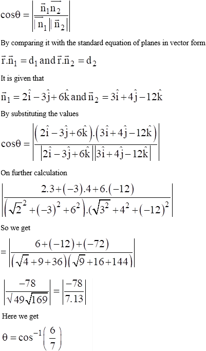 Find The Acute Angle Between The Planes I Vector R 2i 3j 4k 1 And Vector R 1 J 4 Sarthaks Econnect Largest Online Education Community