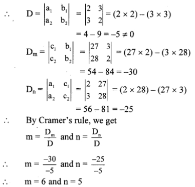 Solve The Following Simultaneous Equations Using Cramer S Rule I 6x 4y 12 8x 3y 2 Ii 4m 6n 54 3m 2n 28 Sarthaks Econnect Largest Online Education Community