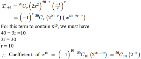 Find The Coefficient Of I X 10 In The Expansion Of 2x 2 1 X Ii X 7 In The Expansion Of X 1 X 2 40 Sarthaks Econnect Largest Online Education Community