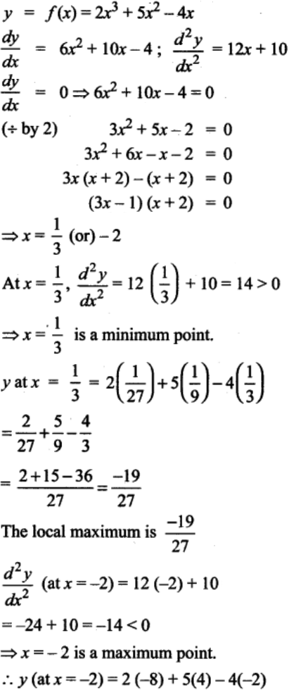 From The Local Maximum And Minimum Values Of The Following Function 2x 3 5x 2 4x Sarthaks Econnect Largest Online Education Community