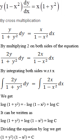 Find The General Solution Of Differential Equation Y 1 X 2 Dy Dx X 1 Y 2 Sarthaks Econnect Largest Online Education Community