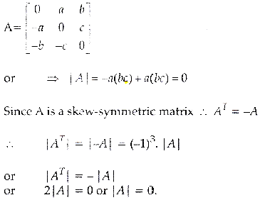 If A Is A Skew Symmetric Matrix Of Order 3 Then Prove That Det A 0 Sarthaks Econnect Largest Online Education Community