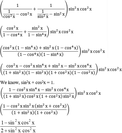 Prove The Identity 1 Sec 2 X Cos 2 X 1 Cosec 2 X Sin 2 X Sin 2 X Cos 2 X 1 Sin 2 X Cos 2 X 2 Sin 2 X Cos 2 X Sarthaks Econnect Largest Online Education Community