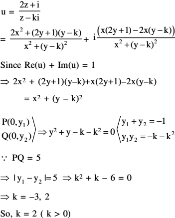 Let U 2z I Z Ki Z X Iy And K 0 If The Curve Represented By Re U Im U 1 Intersects The Y Axis Sarthaks Econnect Largest Online Education Community