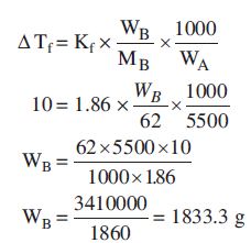 What Mass Of Ethylene Glycol Molar Mass 62 0 G Mol 1 Must Be Added To 5 50 Kg Of Water Sarthaks Econnect Largest Online Education Community