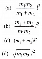 A light rod of length ( has two masses m, and me attached to its