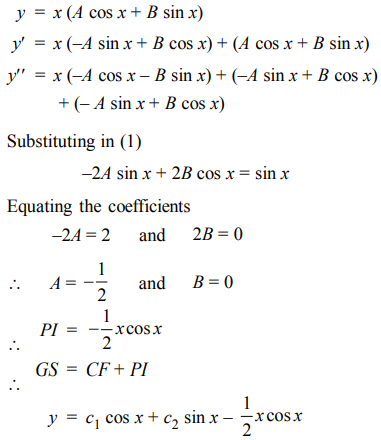 undetermined coefficients sin dx 2y solve method sarthaks therefore integral rhs equation particular common cf form