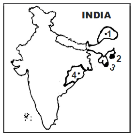 Rough Map Of India Among The Indian States Shown Labelled 1, 2, 3 And 4 In The Rough Outline  Map Given, The Correct - Sarthaks Econnect | Largest Online Education  Community