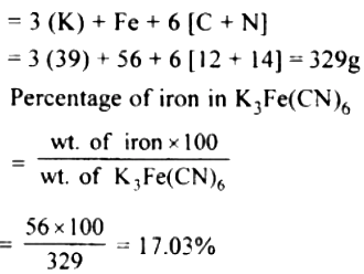 Calculate The Percentage Of Iron In K3fe Cn 6 K 39 Fe 56 C 12 N 14 Sarthaks Econnect Largest Online Education Community