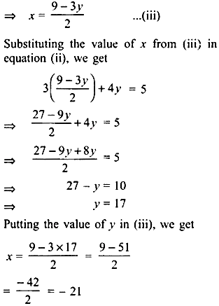 Solve The Following Systems Of Simultaneous Linear Equations By The Method Of Substitution 2x 3y 9 3x 4y 5 Sarthaks Econnect Largest Online Education Community
