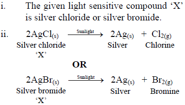 A light sensitive compound ‘X’ of silver is used in black and white