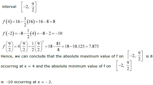 Find The Absolute Maximum Value And The Absolute Minimum Value Of The Following Functions In The Given Intervals F X 4x 1 2x 2 X 2 9 2 Sarthaks Econnect Largest Online Education Community