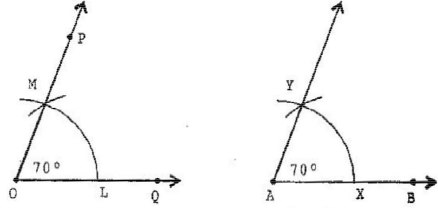 Draw an angle of 70degree. Make a copy of it using only a ...