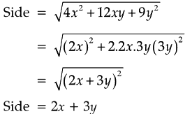 The Area Of A Square Is Given By 4x 2 12xy 9y 2 Find The Side Of The Square Sarthaks Econnect Largest Online Education Community