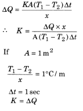 the coefficient of thermal conductivity K