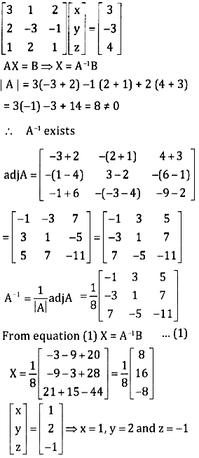 Solve The Equations Using Matrix Method 3x Y 2z 3 2x 3y Z 3 X 2y Z 4 Sarthaks Econnect Largest Online Education Community