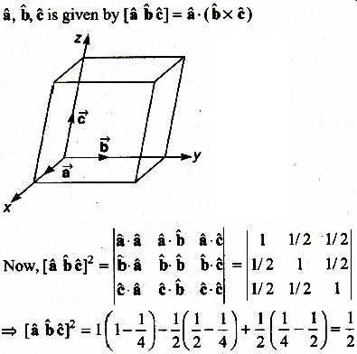 The Edges Of A Parallelopiped Are Of Unit Length And Are Parallel To Non Coplanar Unit Vector A B C Such That A B B C C A 1 2