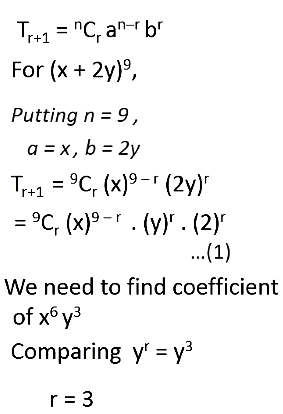 Find The Coefficient Of The Term X 6y 3 In The Expansion Of X 2y 9 Sarthaks Econnect Largest Online Education Community