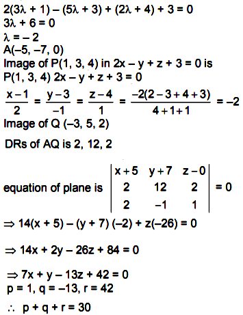 Let Image Of The Line X 1 3 Y 3 5 Z 4 2 In The Plane 2x Y Z 3 0 Be L A Plane 7x Py Qz