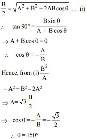 The resultant of two vectors A and B is perpendicular to the vector A