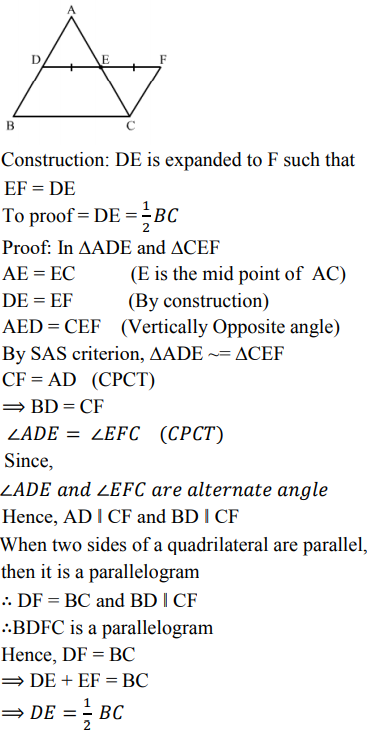 The Length Of The Line Segment Joining The Midpoints Of Any Two Sides Of A Triangles Is Equal To 0823